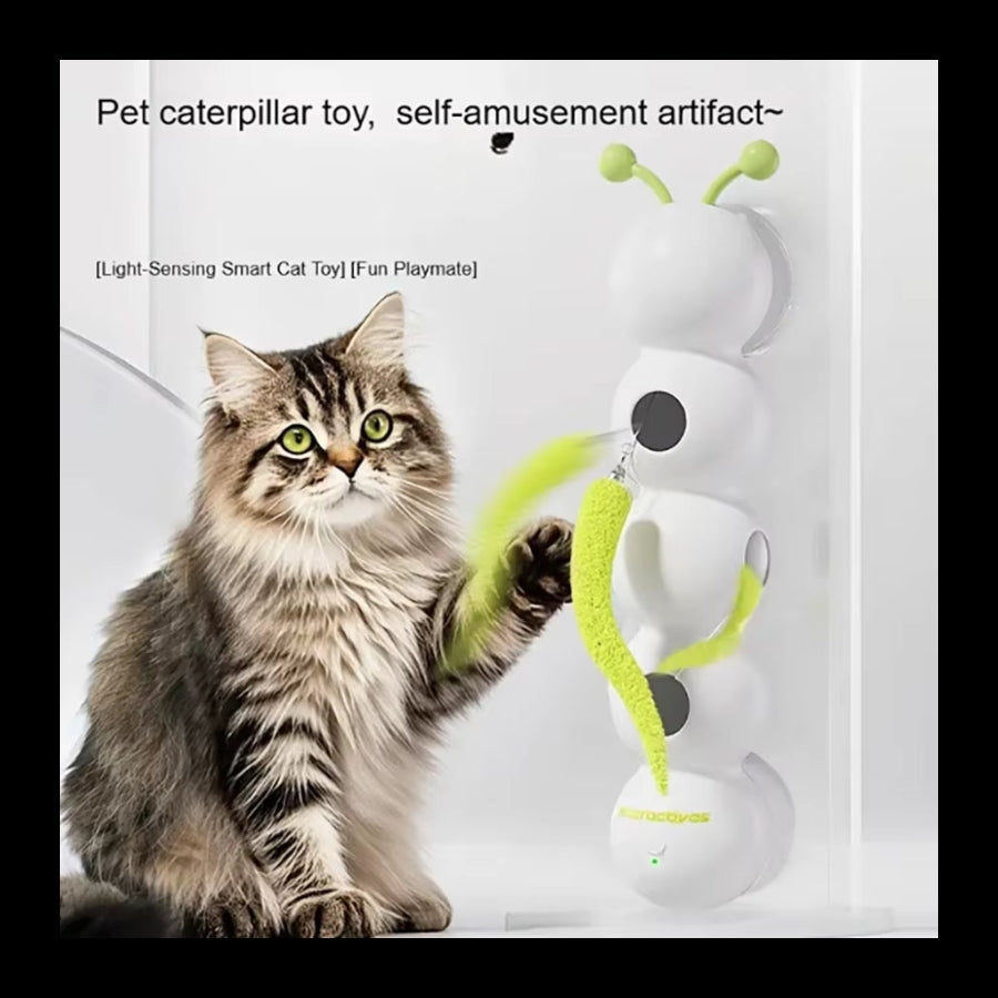 Caterpillar Pet Cat, Caterpillar Toy, Electric Self-Entertainment and Boredom Relief Device, Suction Cup Interactive Smart Pet C