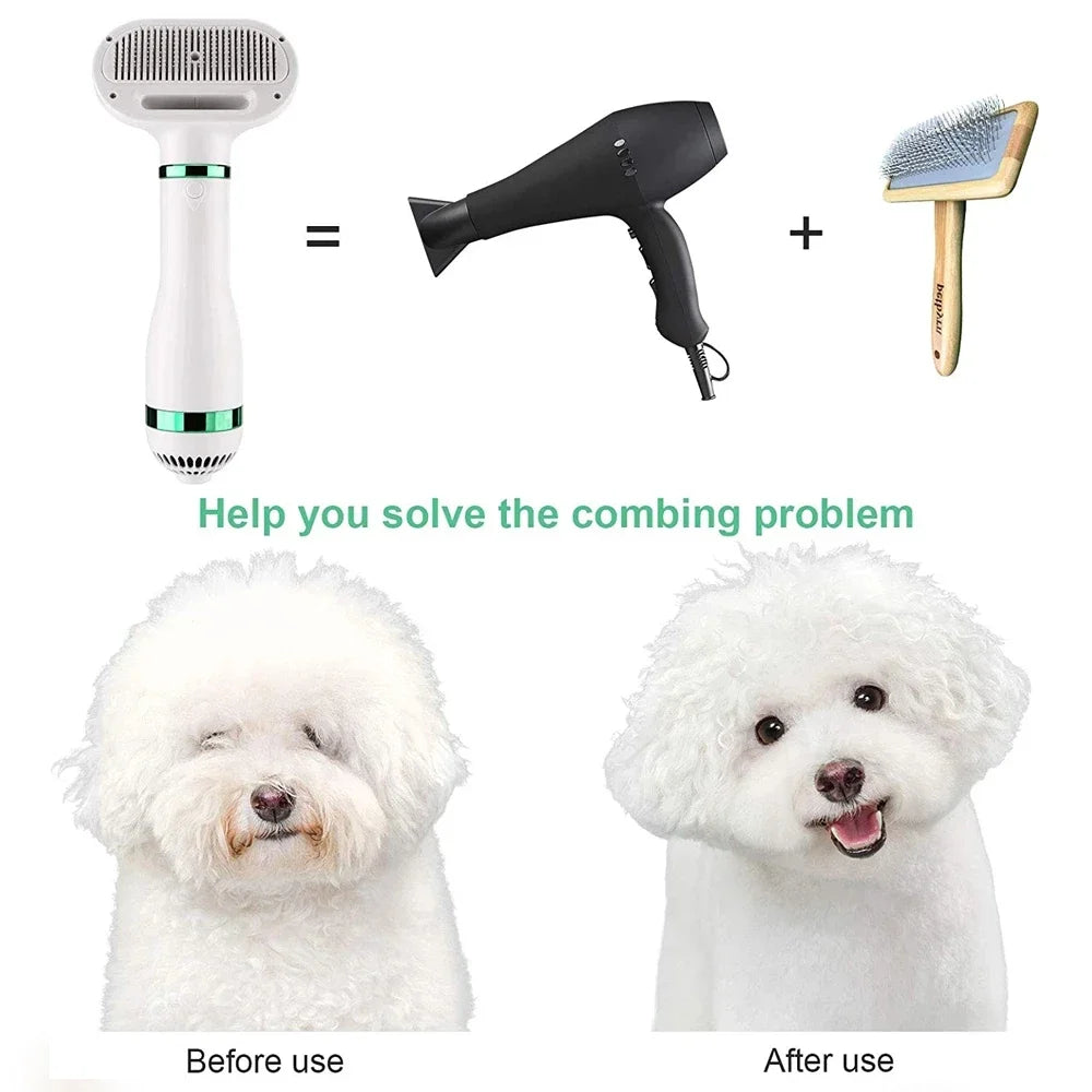 Revolutionary 2-In-1 Pet Dog Dryer: Whisper-Quiet Grooming Tool for Dogs and Cats with Adjustable Temperature and Comb Brush